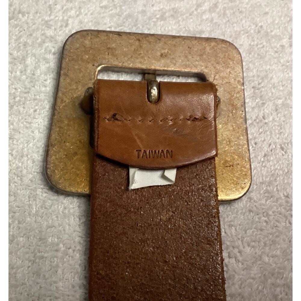 Vntg 90’s Gap tan genuine leather buckle cloisonné-style enamel flowers size 26 - Picture 5 of 5